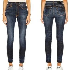 R13 High Rise Skinny Jeans In Howell Indigo Drake Smart Sz 25 R13W0023-664 (K